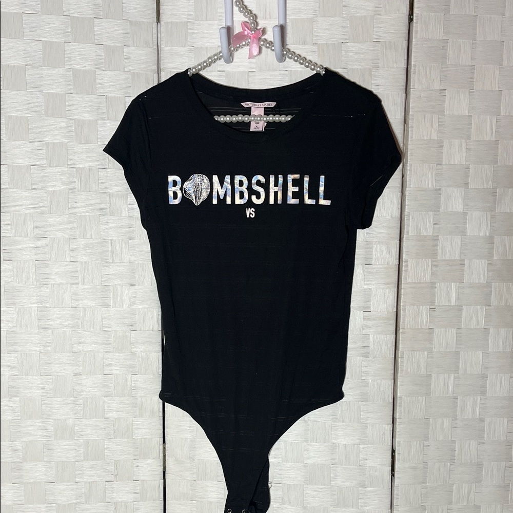 Victoria's Secret Black Bodysuit Top Thong Bombshell Size M